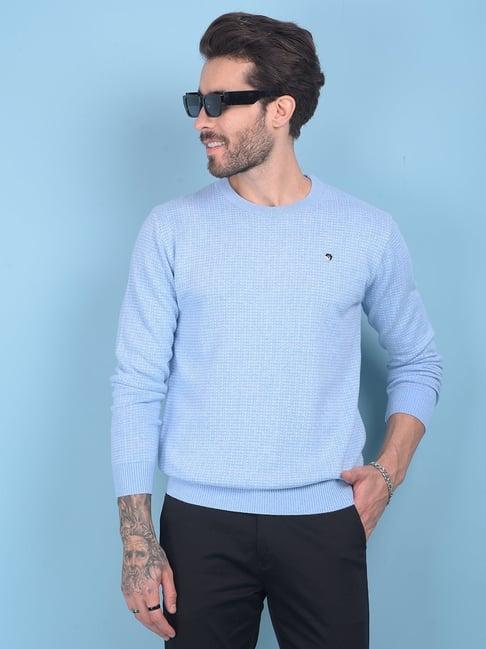 crimsoune club navy regular fit printed cotton sweater