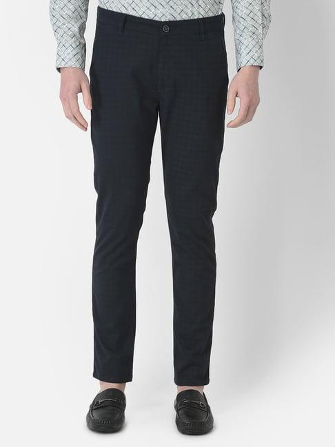 crimsoune club navy slim fit checks trousers