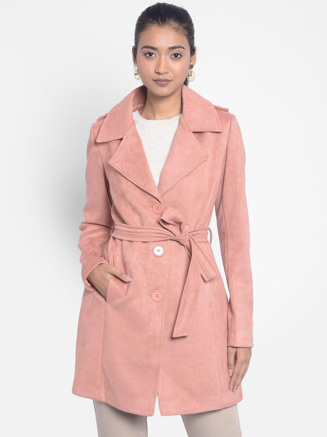 crimsoune club notched lapel longline overcoat with belt