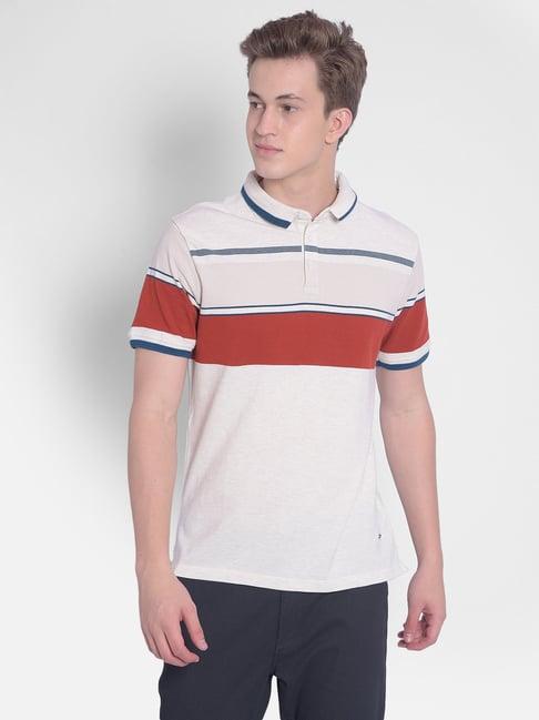 crimsoune club off white slim fit striped polo t-shirt