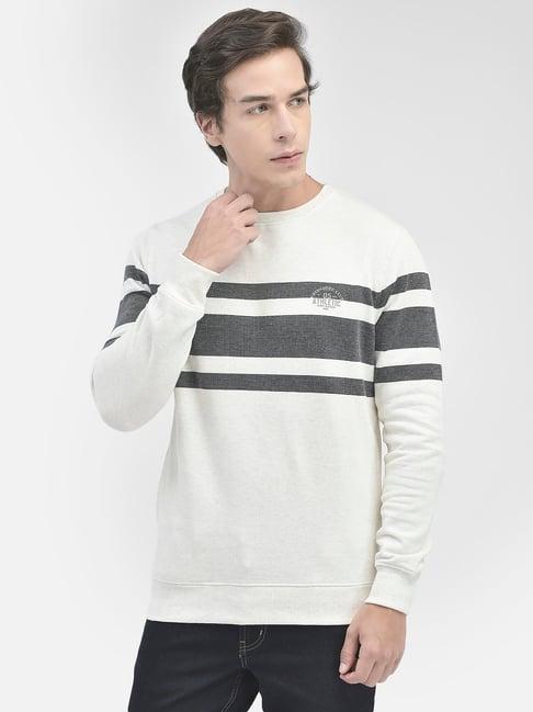crimsoune club off white slim fit striped sweatshirt