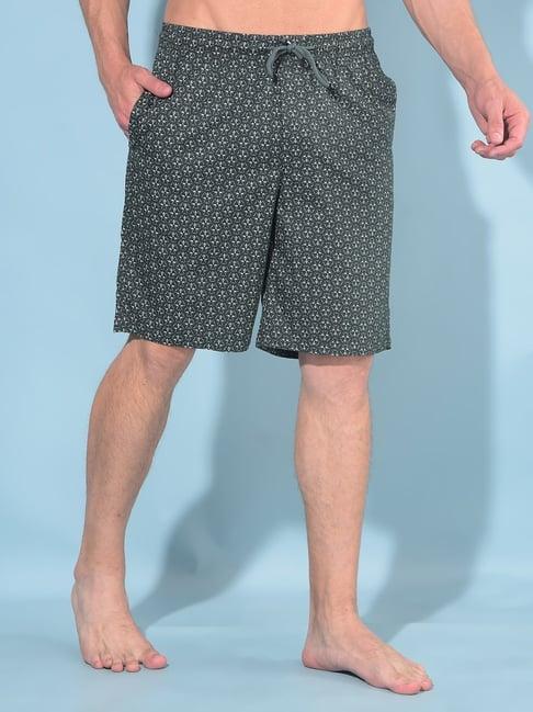 crimsoune club olive cotton regular fit printed lounge shorts