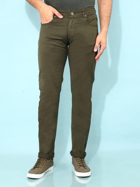 crimsoune club olive cotton slim fit jeans