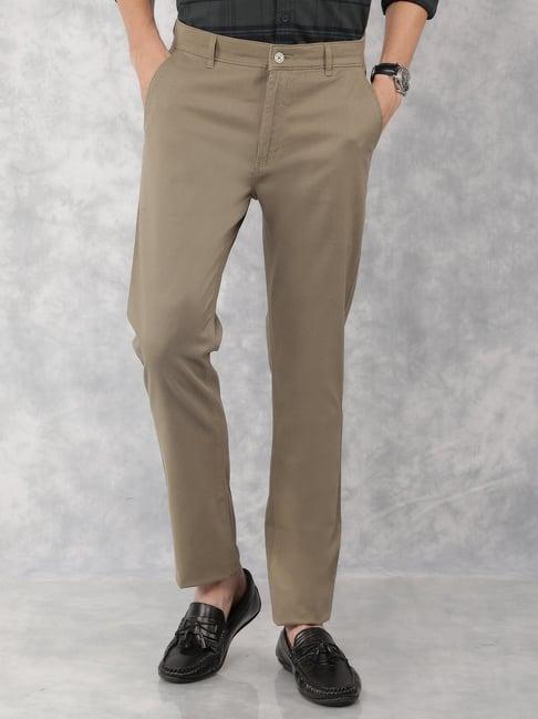 crimsoune club olive cotton slim fit texture chinos