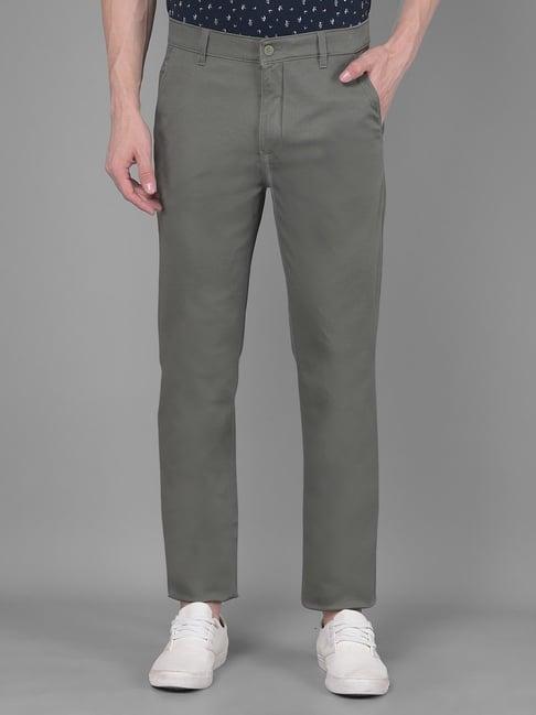 crimsoune club olive cotton straight fit trousers