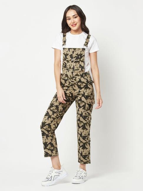 crimsoune club olive printed dungarees