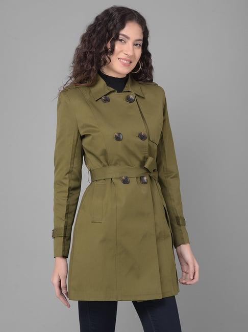 crimsoune club olive regular fit trench coat