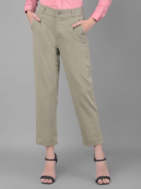 crimsoune club olive straight fit mid rise trousers