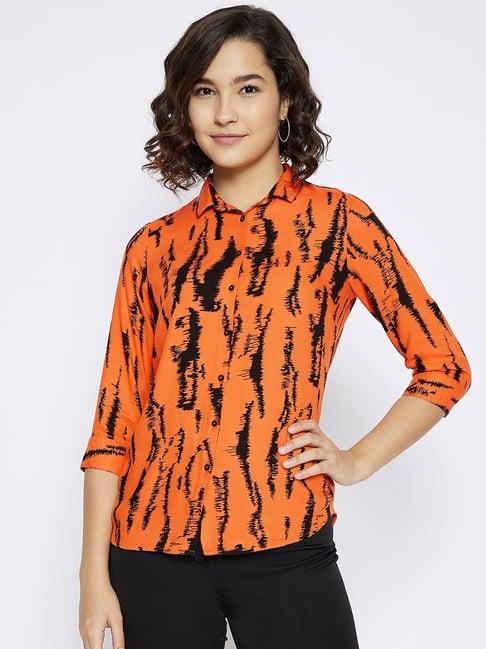 crimsoune club orange & black printed shirt