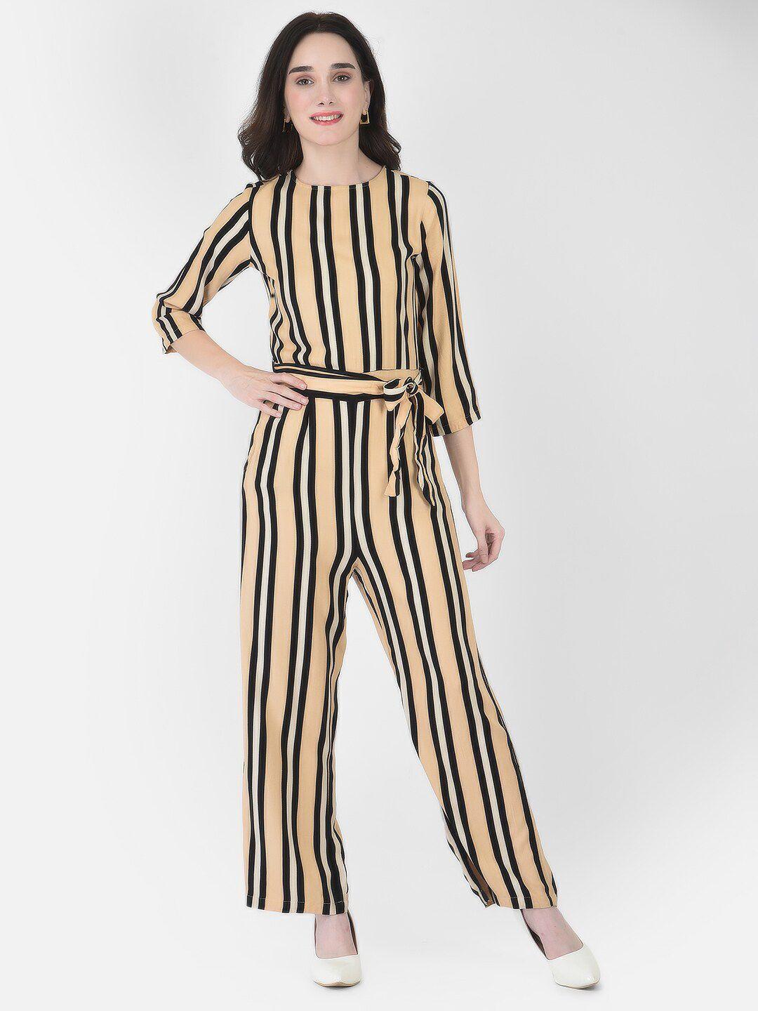 crimsoune club orange & black striped basic jumpsuit