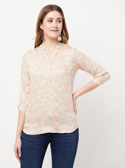 crimsoune club peach floral print top