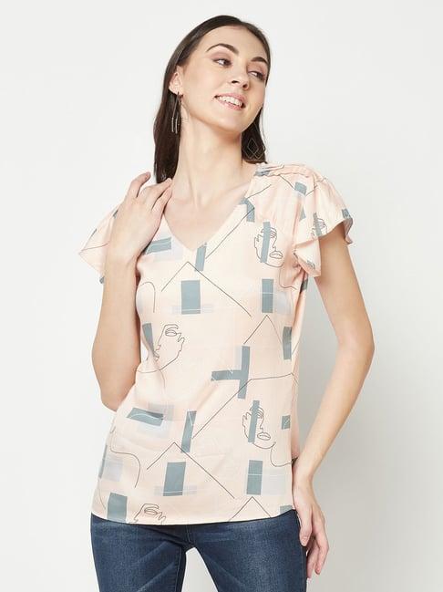 crimsoune club peach printed top