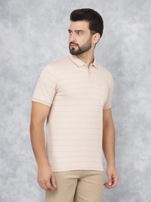 crimsoune club peach slim fit striped polo t-shirt