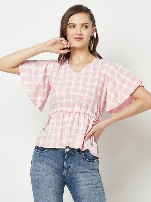 crimsoune club pink chequered top