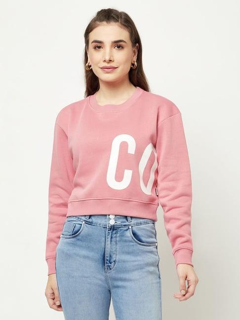 crimsoune club pink printed cropped sweatshirt