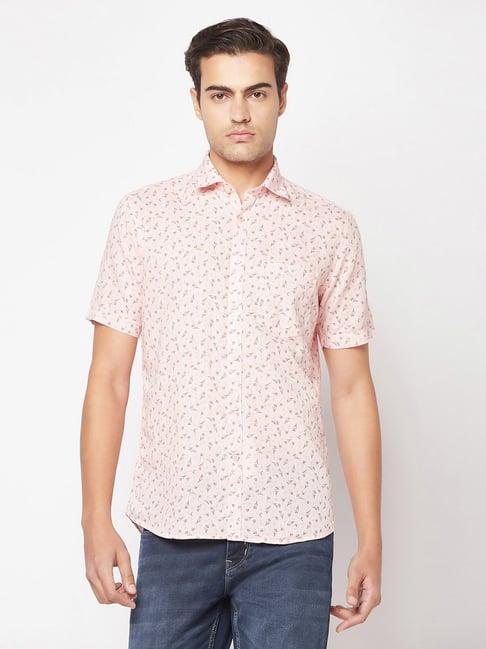 crimsoune club pink regular fit floral print shirt