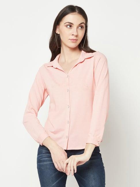 crimsoune club pink self pattern shirt