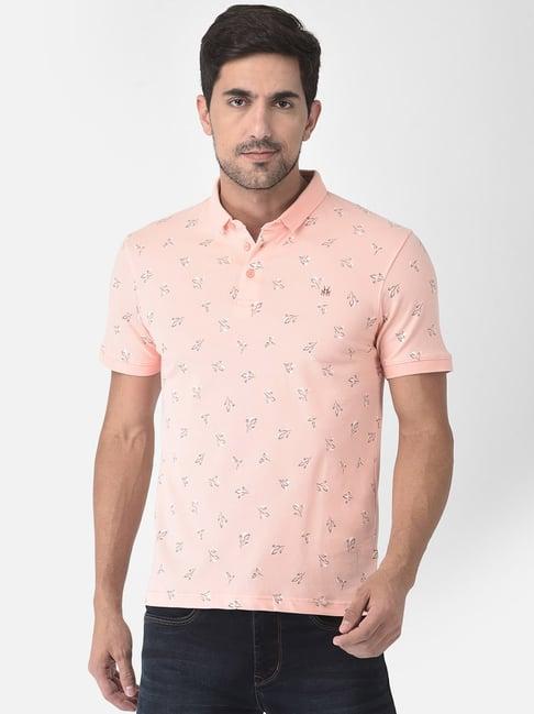 crimsoune club pink slim fit printed polo t-shirt