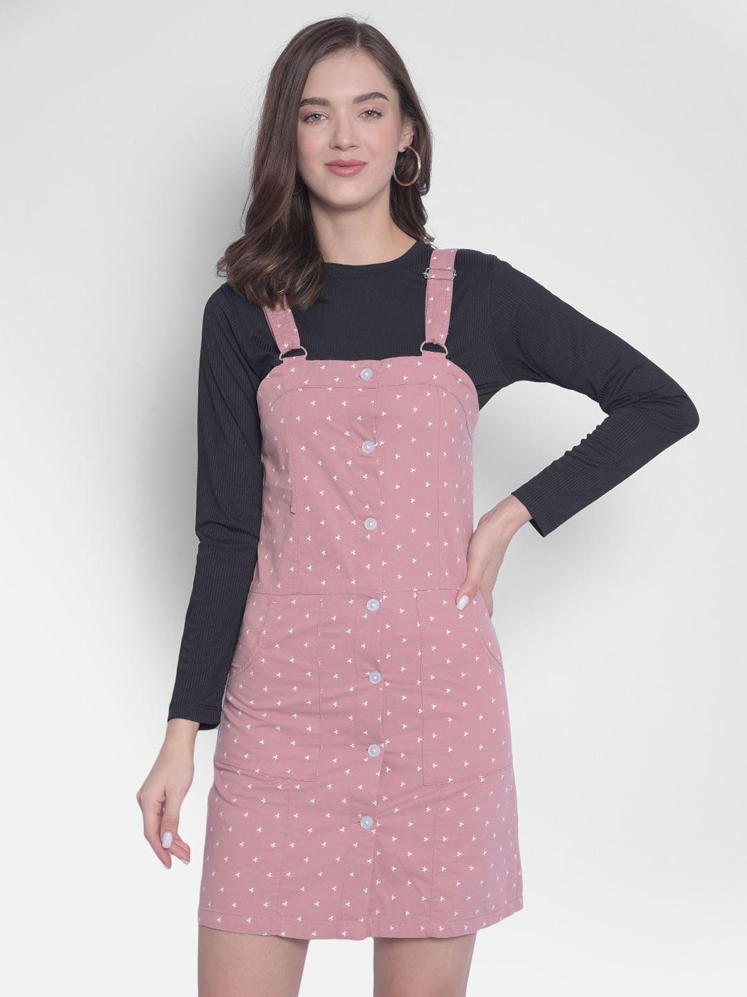 crimsoune club polka dot printed pure cotton pinafore dress