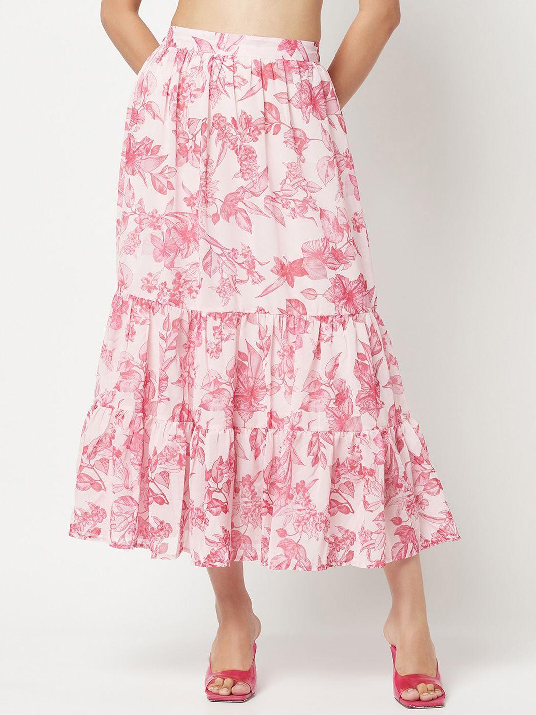 crimsoune club printed a-line midi skirt