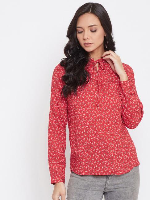 crimsoune club red floral print top