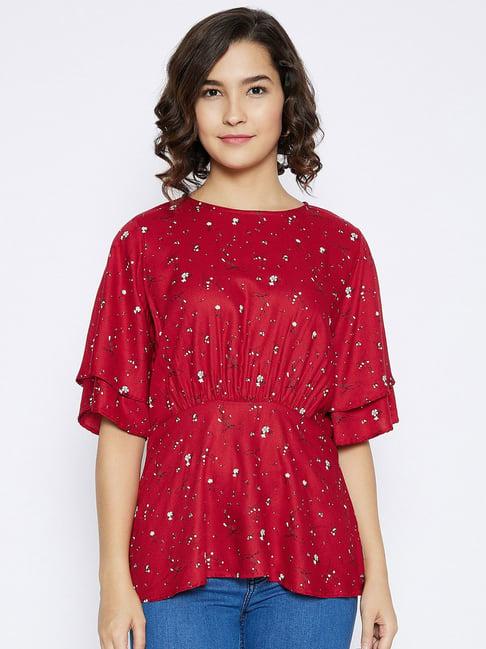 crimsoune club red floral print top