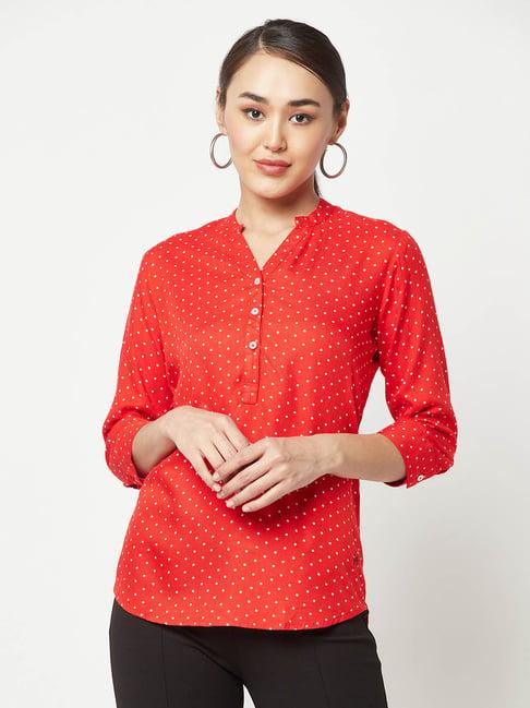 crimsoune club red polka dot top