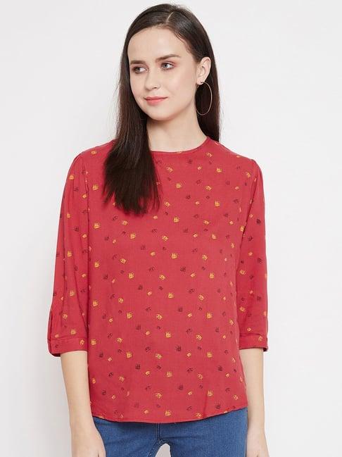 crimsoune club red printed top