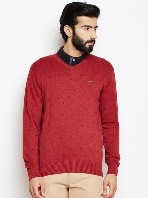 crimsoune club red regular fit printed sweater