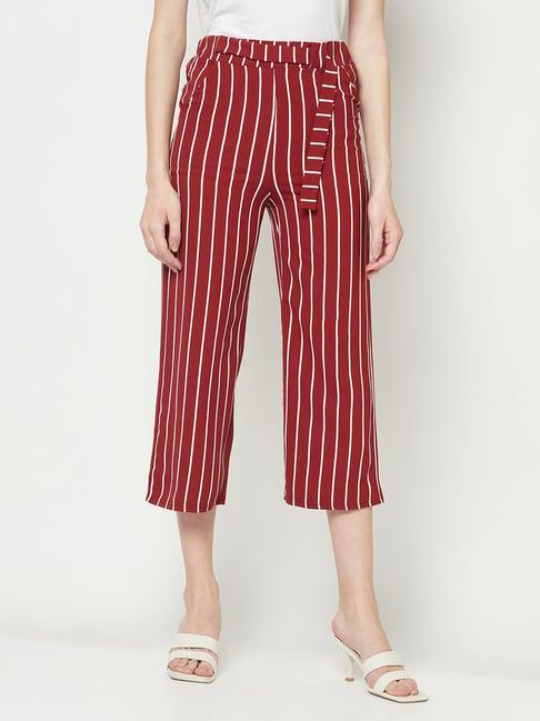 crimsoune club red striped relaxed fit mid rise trousers