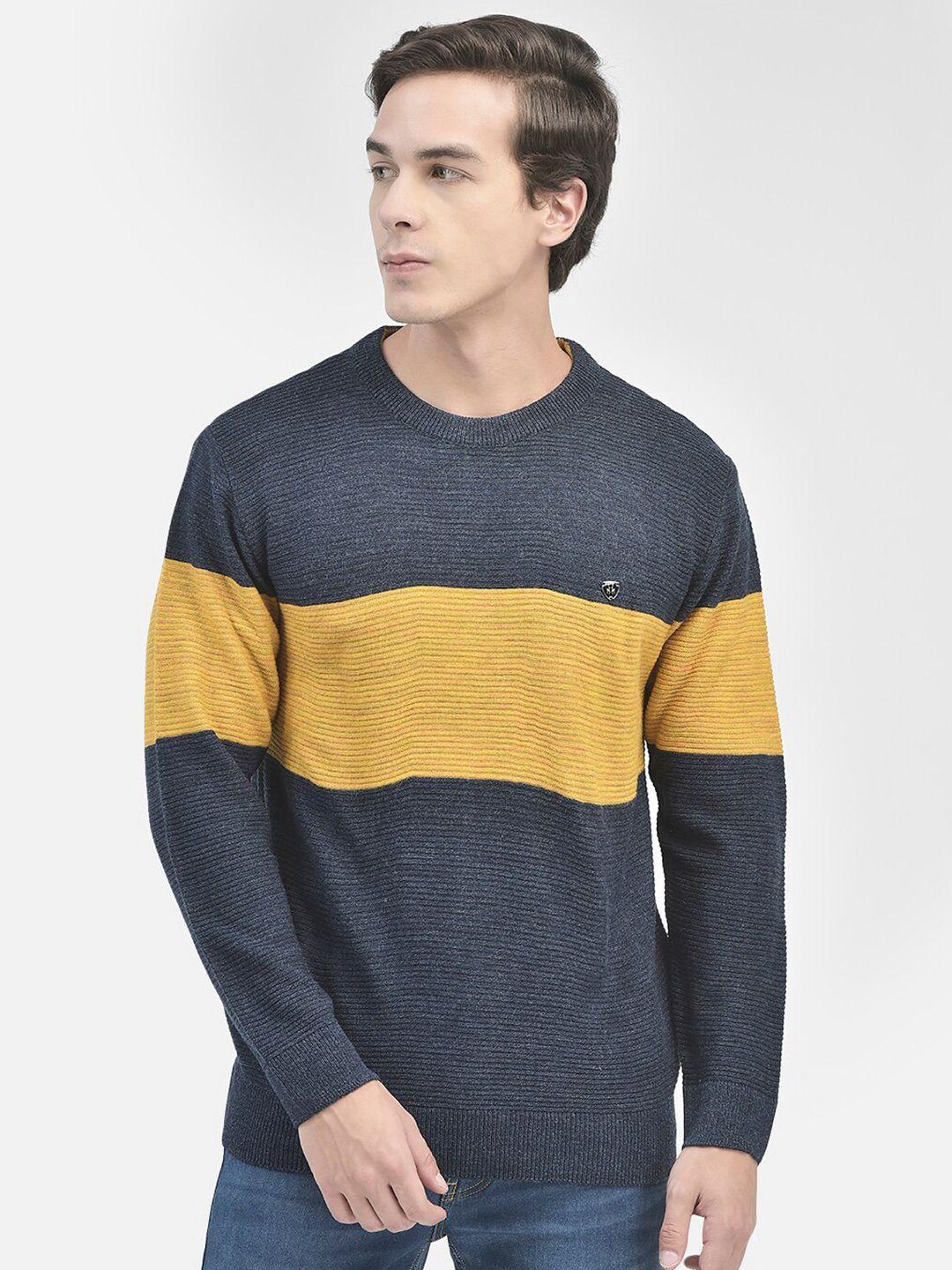 crimsoune club round neck colourblocked acrylic pullover