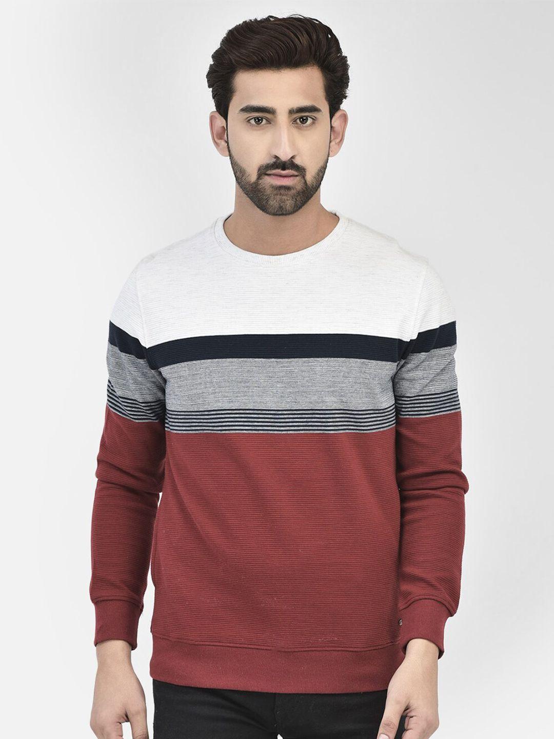 crimsoune club round neck striped pullover sweatshirt