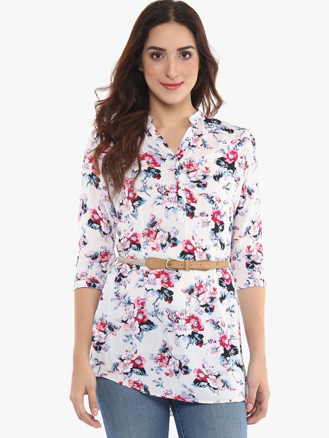 crimsoune club slim fit floral printed cotton casual shirt