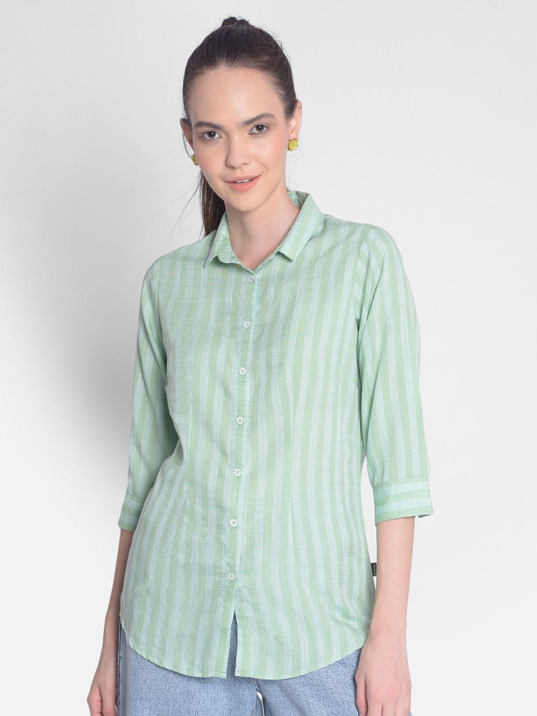 crimsoune club slim fit vertical striped lyocell casual shirt
