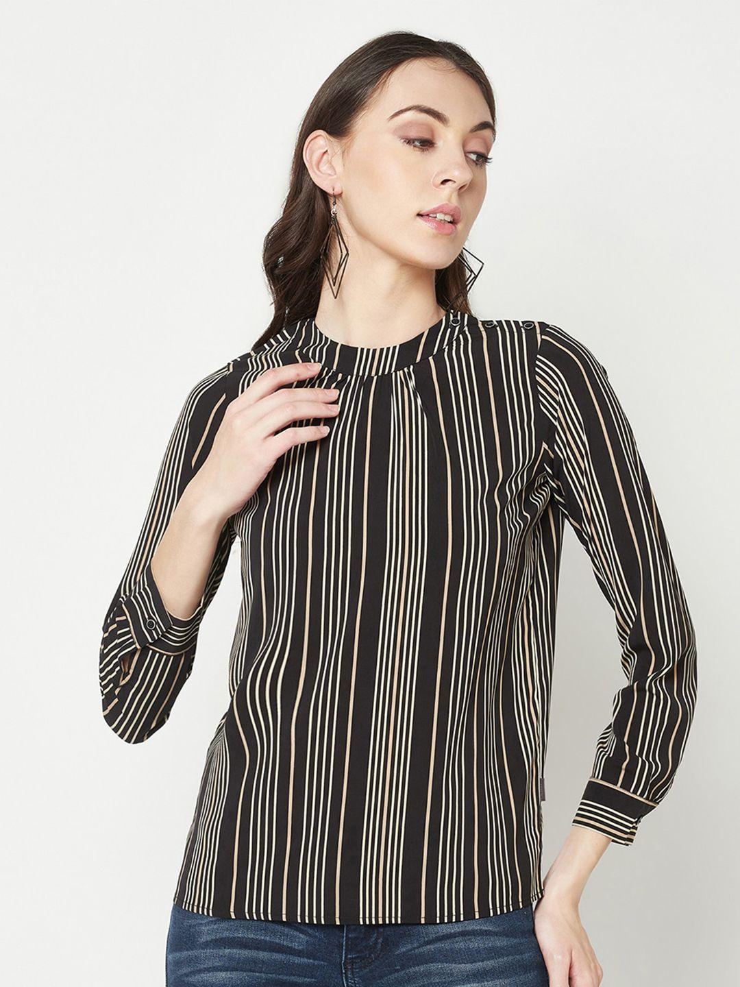 crimsoune club striped high neck full sleeve top