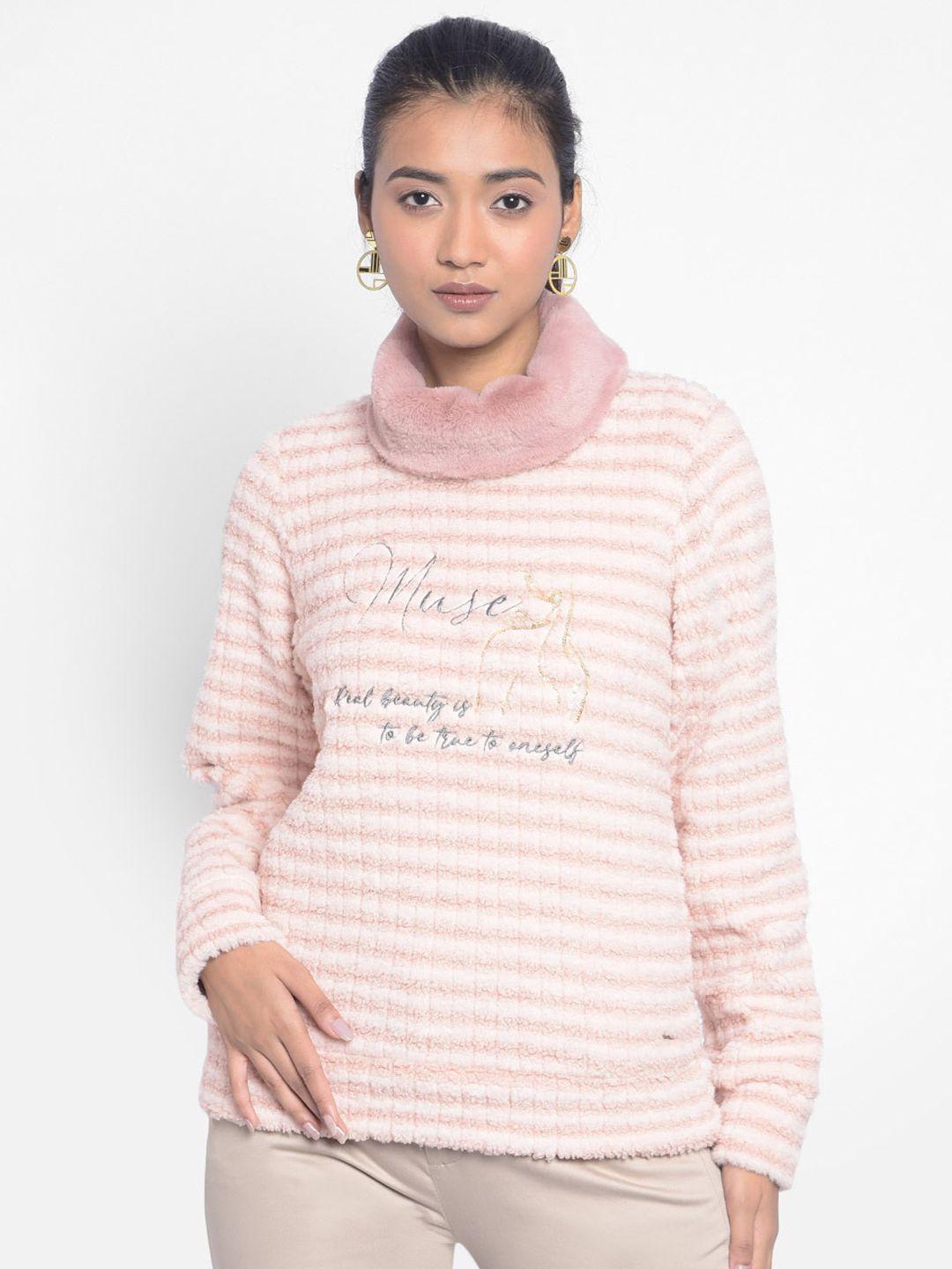 crimsoune club striped high neck sweatshirt