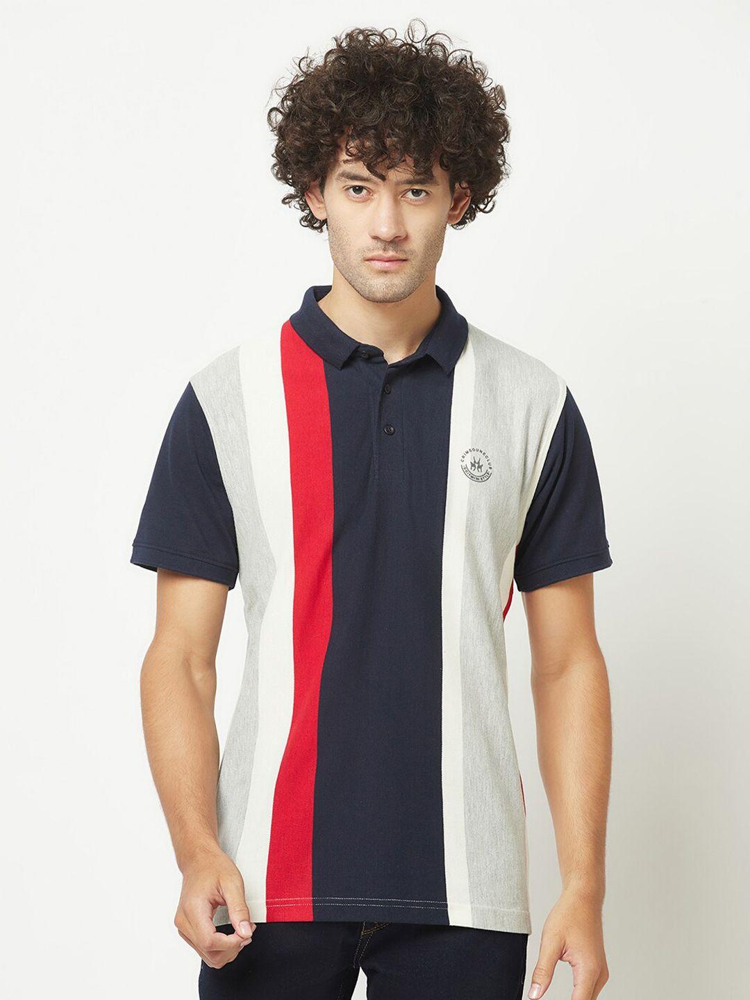 crimsoune club striped polo collar t-shirt