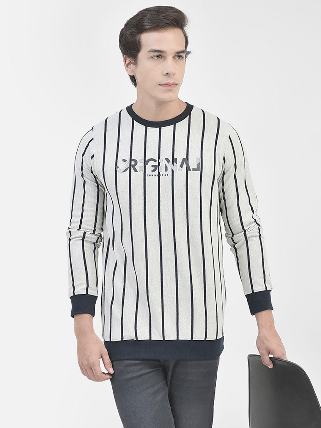 crimsoune club striped round neck sweatshirt