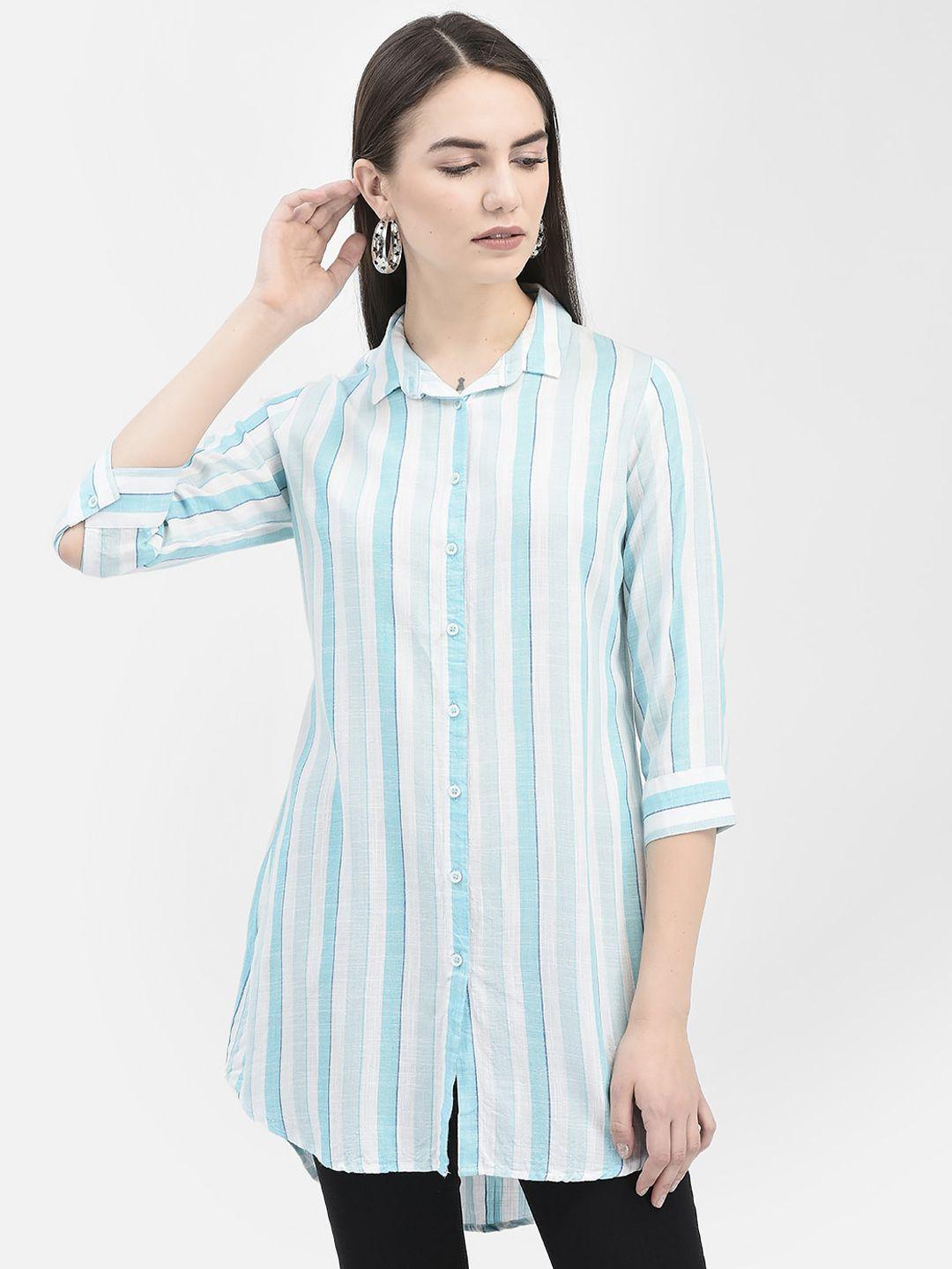 crimsoune club striped slim fit opaque longline casual shirt