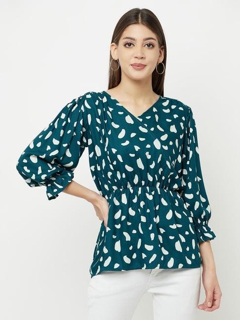 crimsoune club teal printed top