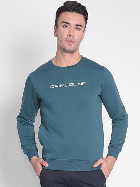 crimsoune club teal slim fit printed sweatshirt