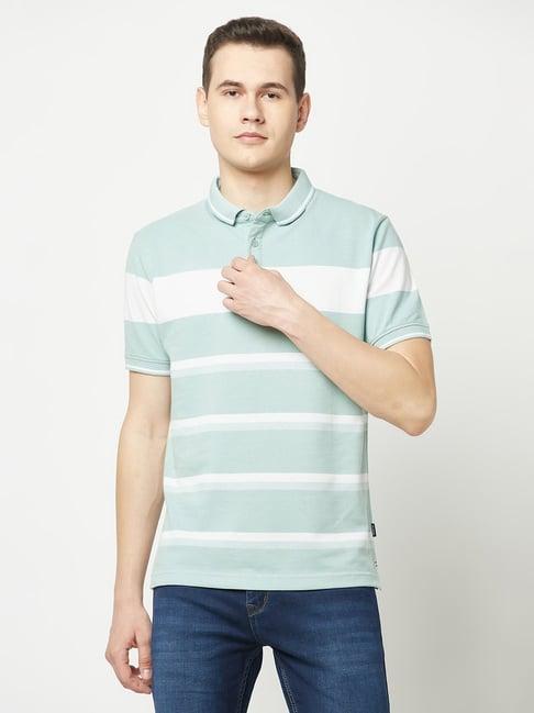 crimsoune club turquoise slim fit striped polo t-shirt