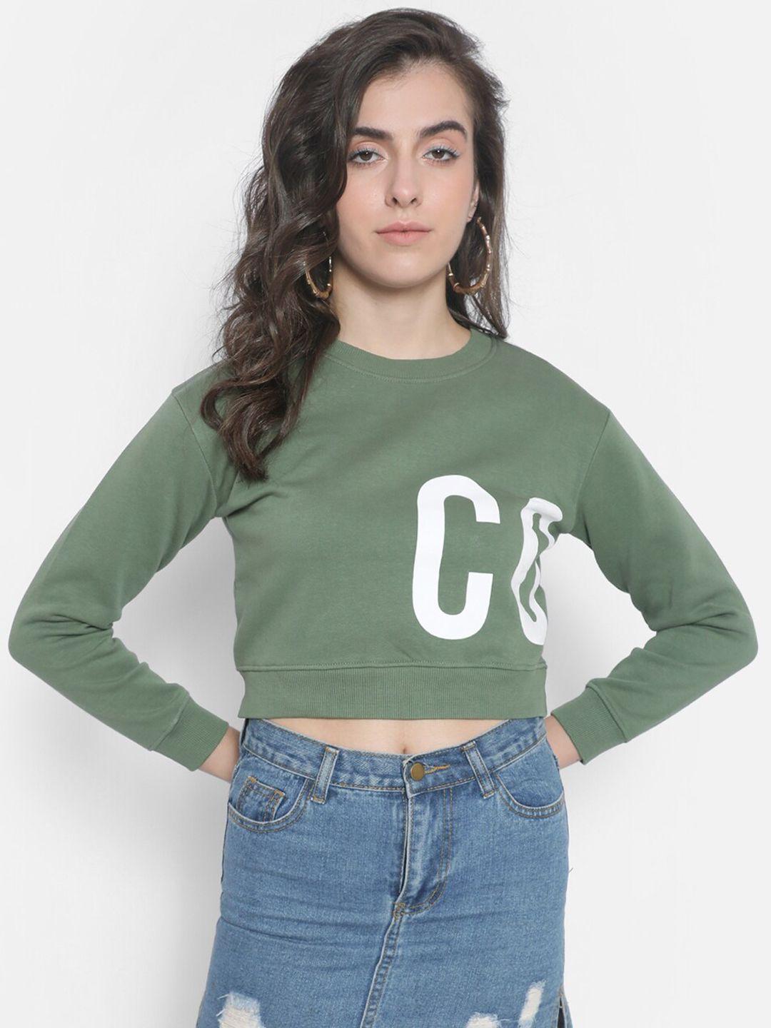 crimsoune club typography printed long sleeves crop cotton sweatshirt