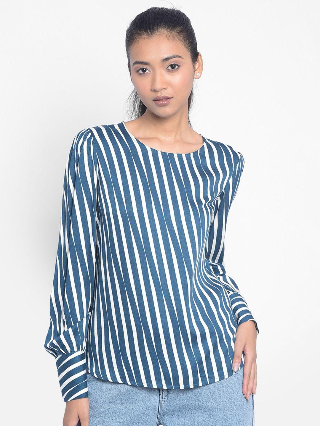 crimsoune club vertical striped cuffed sleeve top