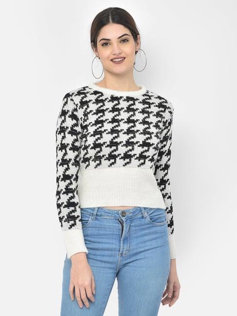 crimsoune club white & black printed sweater