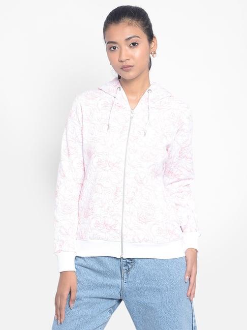 crimsoune club white & pink floral print sweatshirt