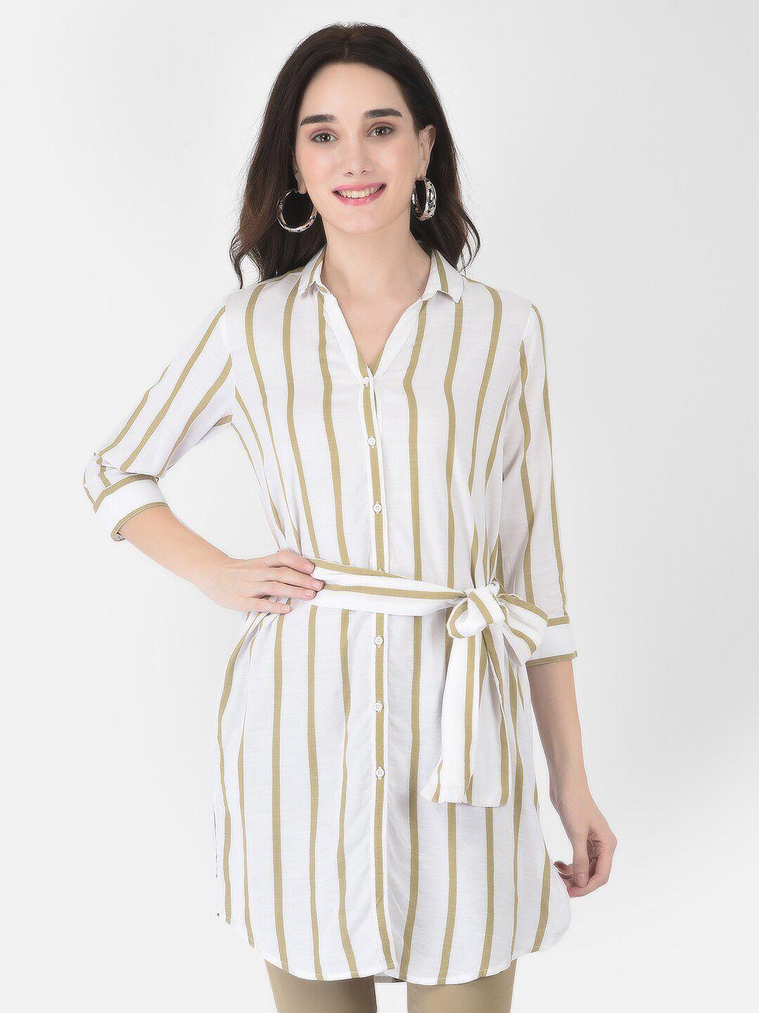 crimsoune club white & yellow striped shirt dress