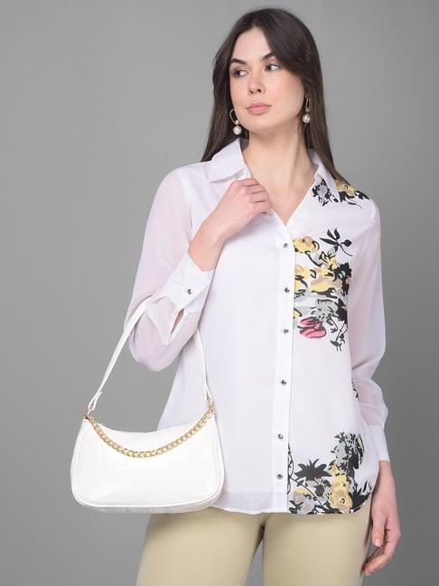 crimsoune club white floral print shirt