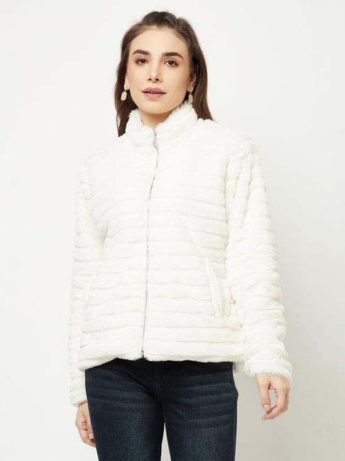 crimsoune club white regular fit fur jacket