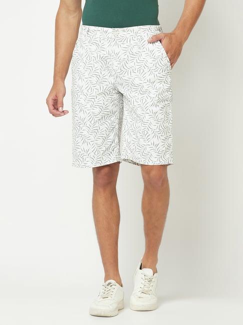crimsoune club white regular fit printed cotton shorts